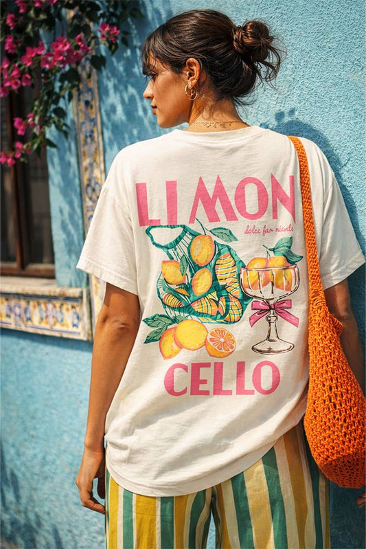 Limoncello Front and Back Print Cream T-Shirt