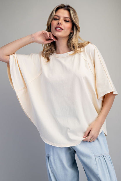 Mineral Washed Dolman Sleeve Boxy Top