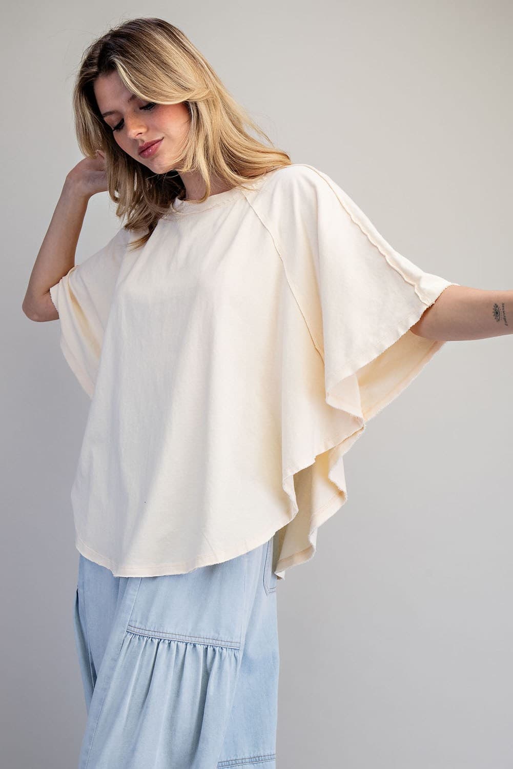 Mineral Washed Dolman Sleeve Boxy Top