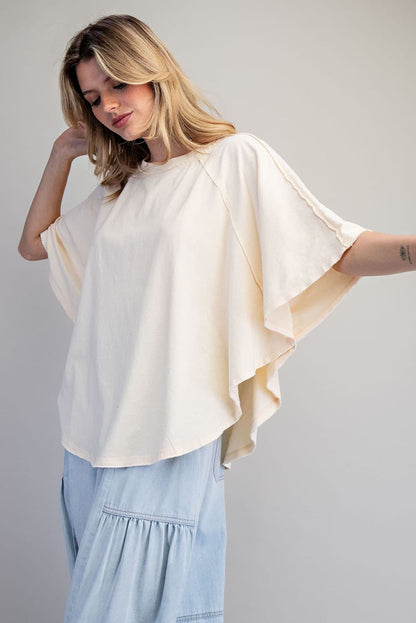Mineral Washed Dolman Sleeve Boxy Top