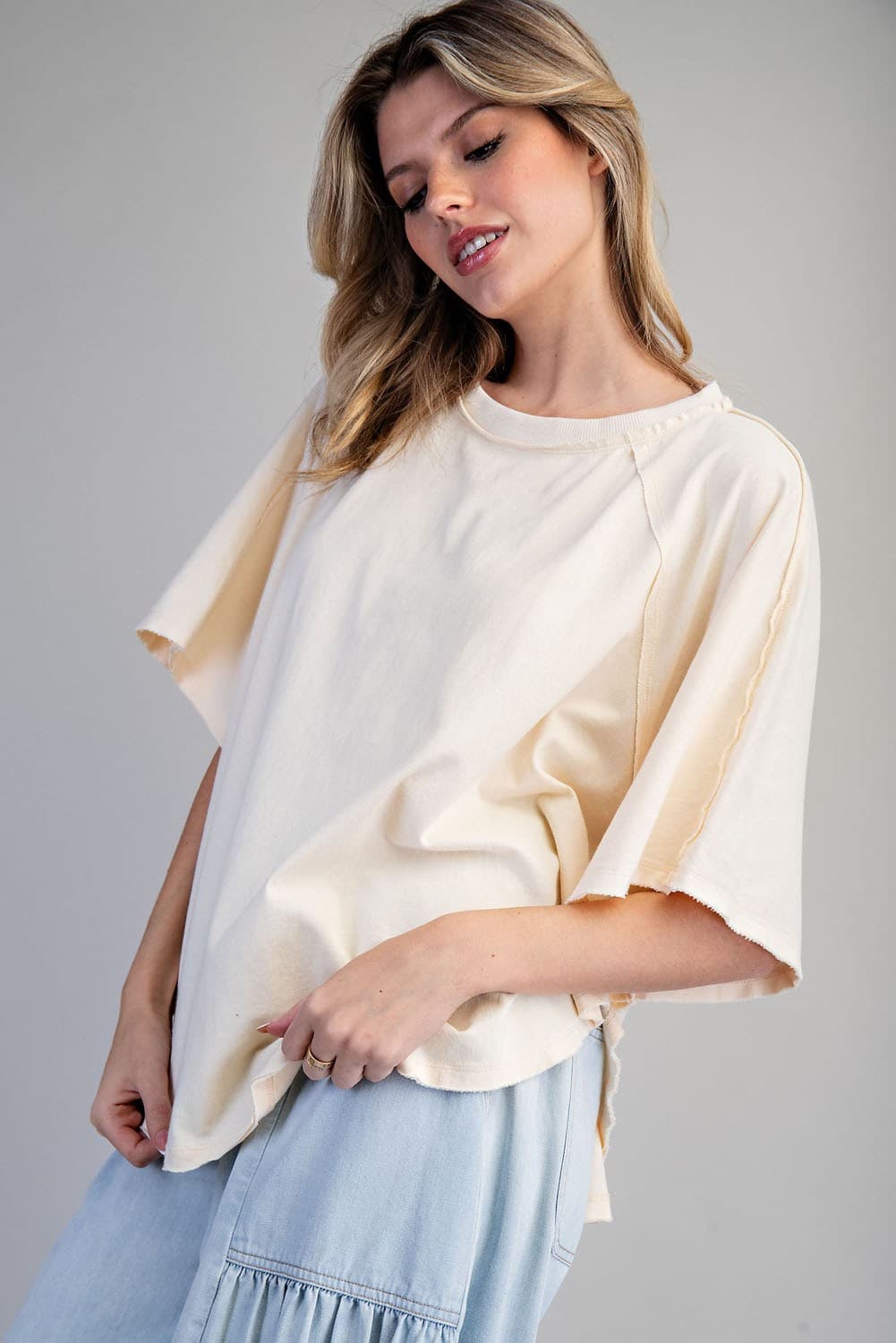 Mineral Washed Dolman Sleeve Boxy Top