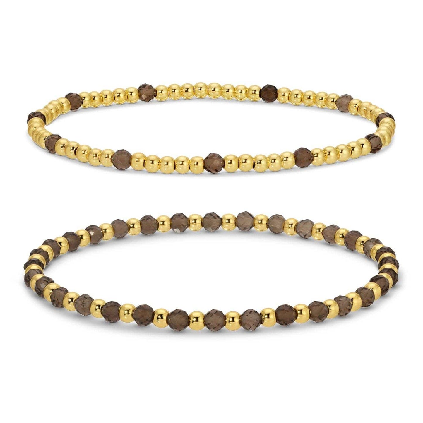 Set/2, 3Mm Bead And Stone Stretch Bracelets