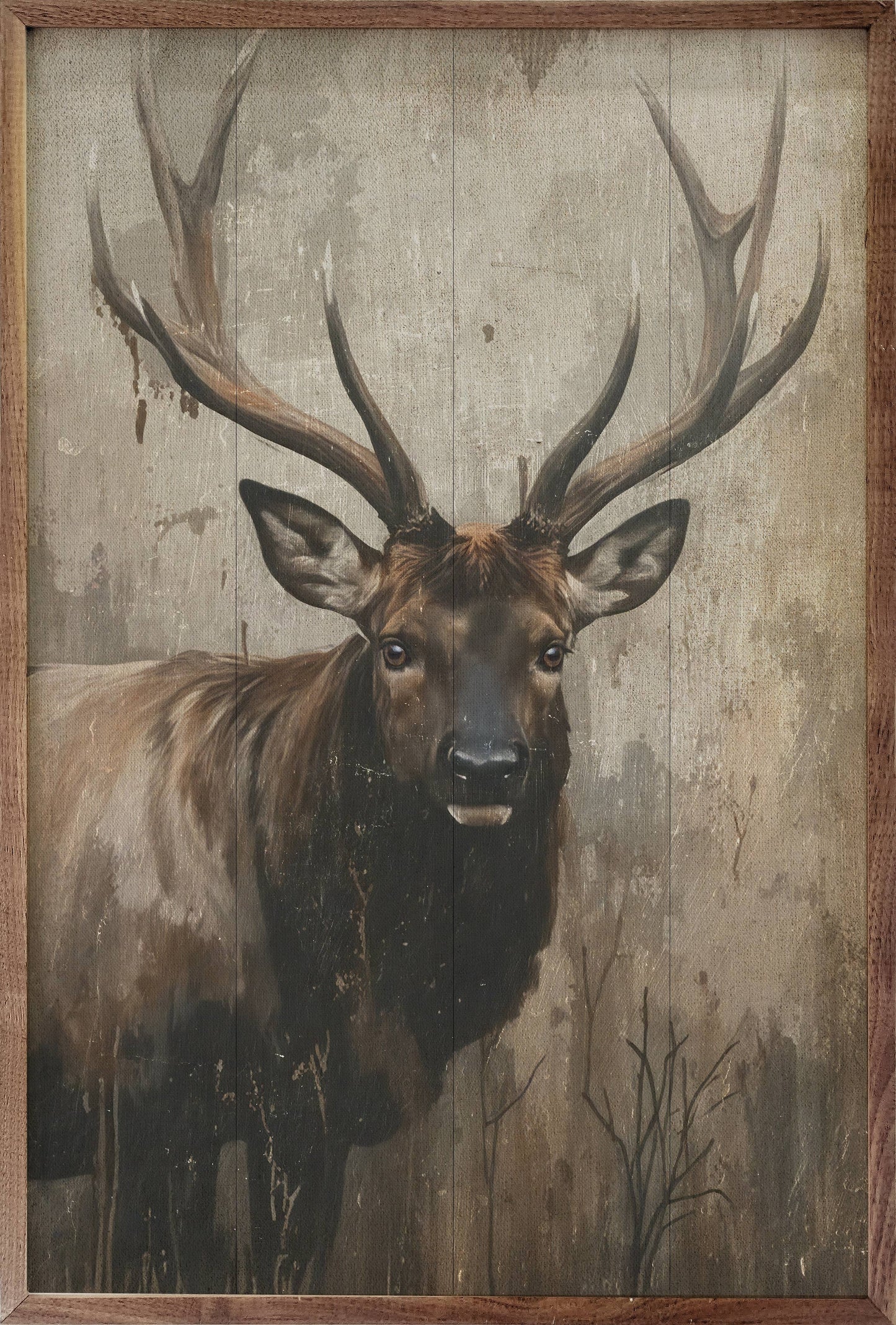 Rustic Elk Portrait Art Print