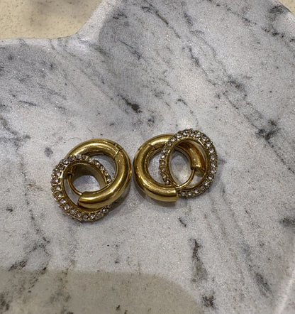 Rose Dainty Hoop Huggie Earrings with CZ