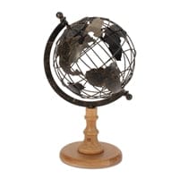 Globe Décor 14.5”H Iron/Wood