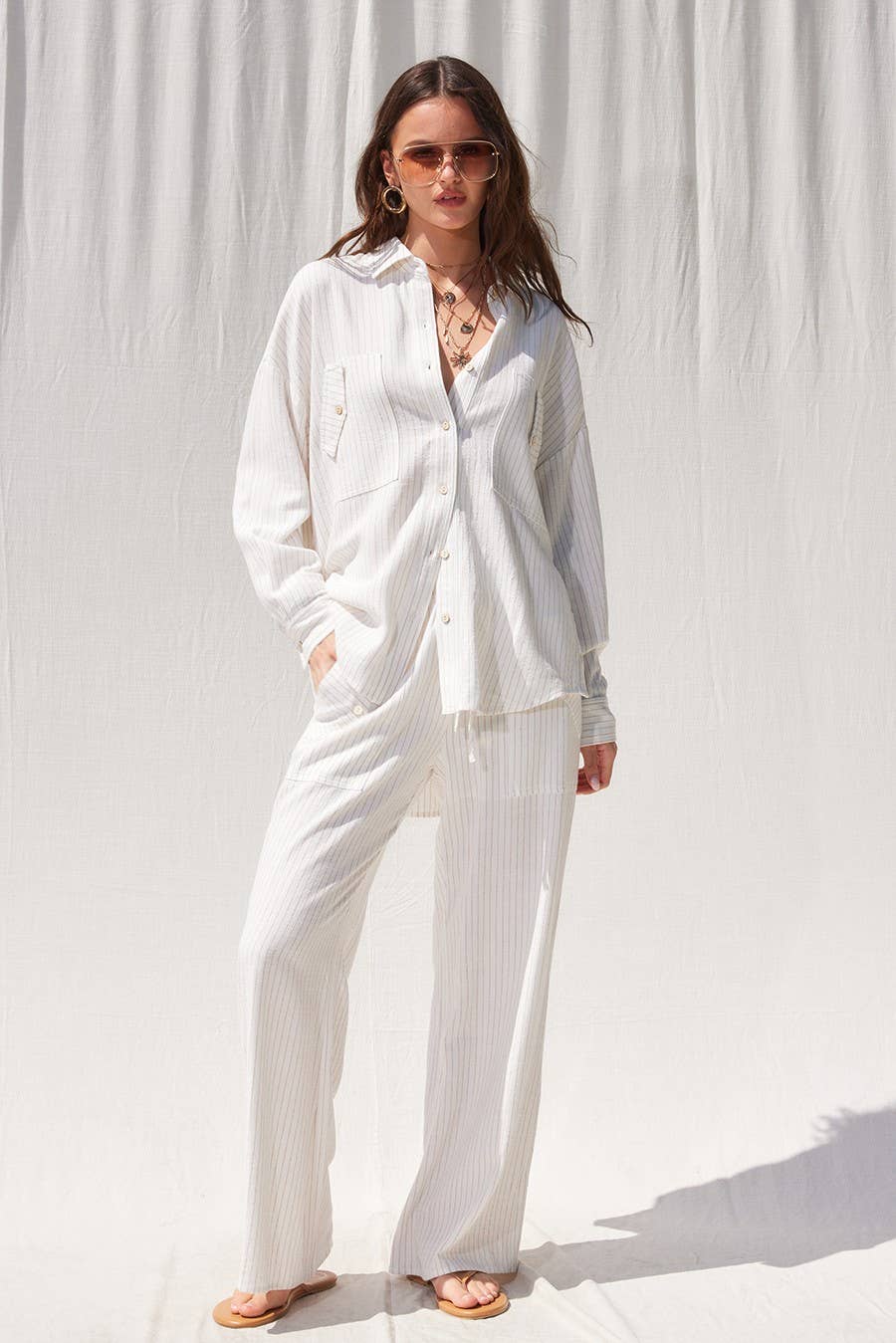 Stripe Linen Shirt Top