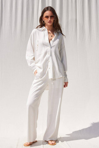 Stripe Linen Shirt Top