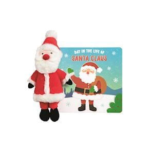 Mudpie Santa Claus plush toy with matching Day in the Life of Santa board book