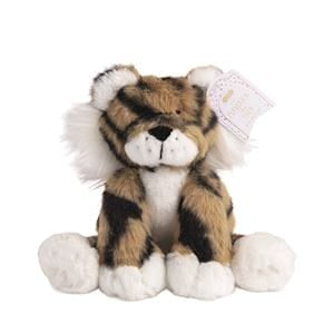 Mudpie Maverick stuffed tiger plush with brown black stripes and white accents