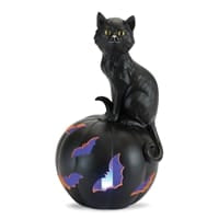 Cat on Pumpkin Light-Up Decor