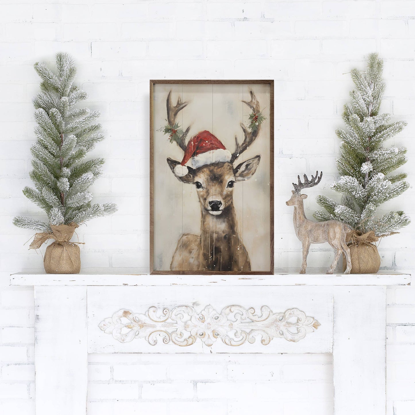 Reindeer With Hat By Petals Prints Design Art Print