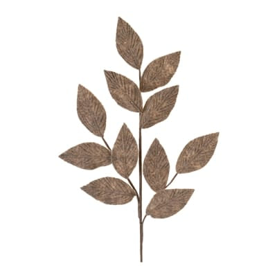 Brown polyester leaf spray branch with oval leaves, 29 inches tall