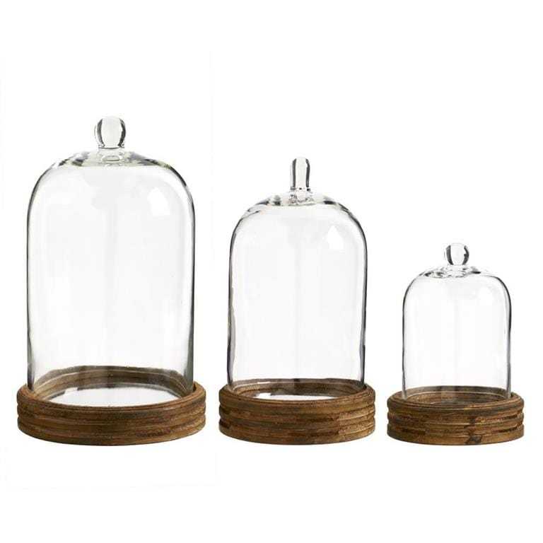 Round Gold Metal Lantern Candleholders w/ Glass Domed Hurricanes