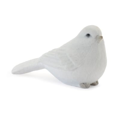 Small white resin bird figurine with gray accents, 2.5 inches tall
