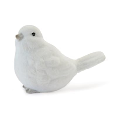 White resin bird figurine with silver beak and feet, 2.5 inches tall