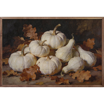 Soft White Gourd And Oak Leaves Gathering