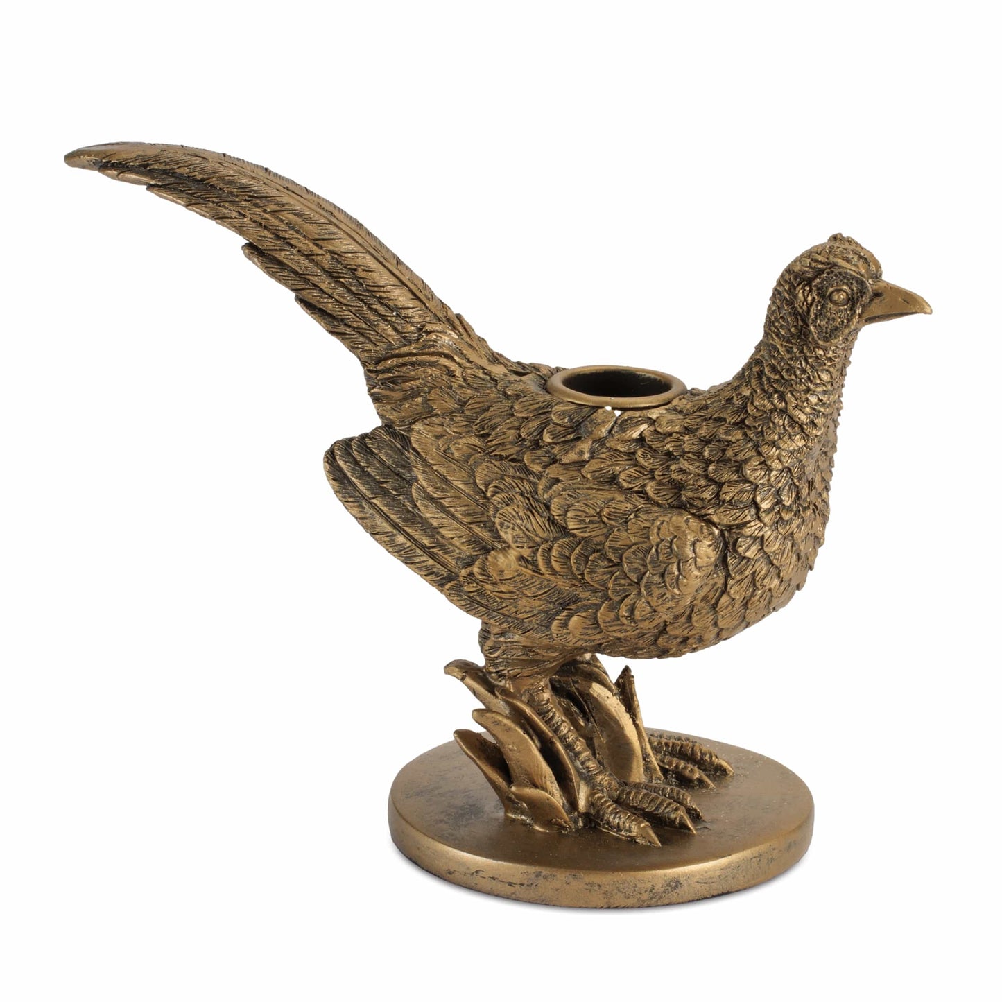 Antiqued Bronze Pheasant Taper Holder - 2 Sizes