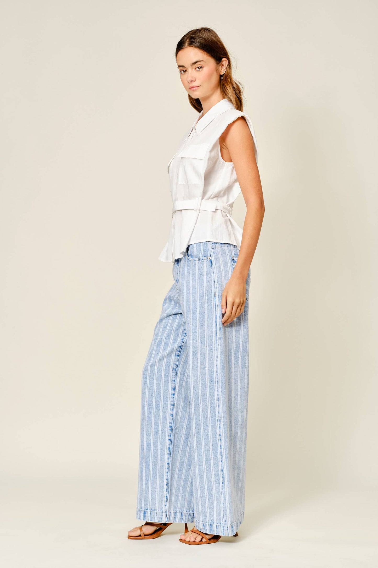 AJP5866 STRIPED DENIM STRAIGHT PANTS