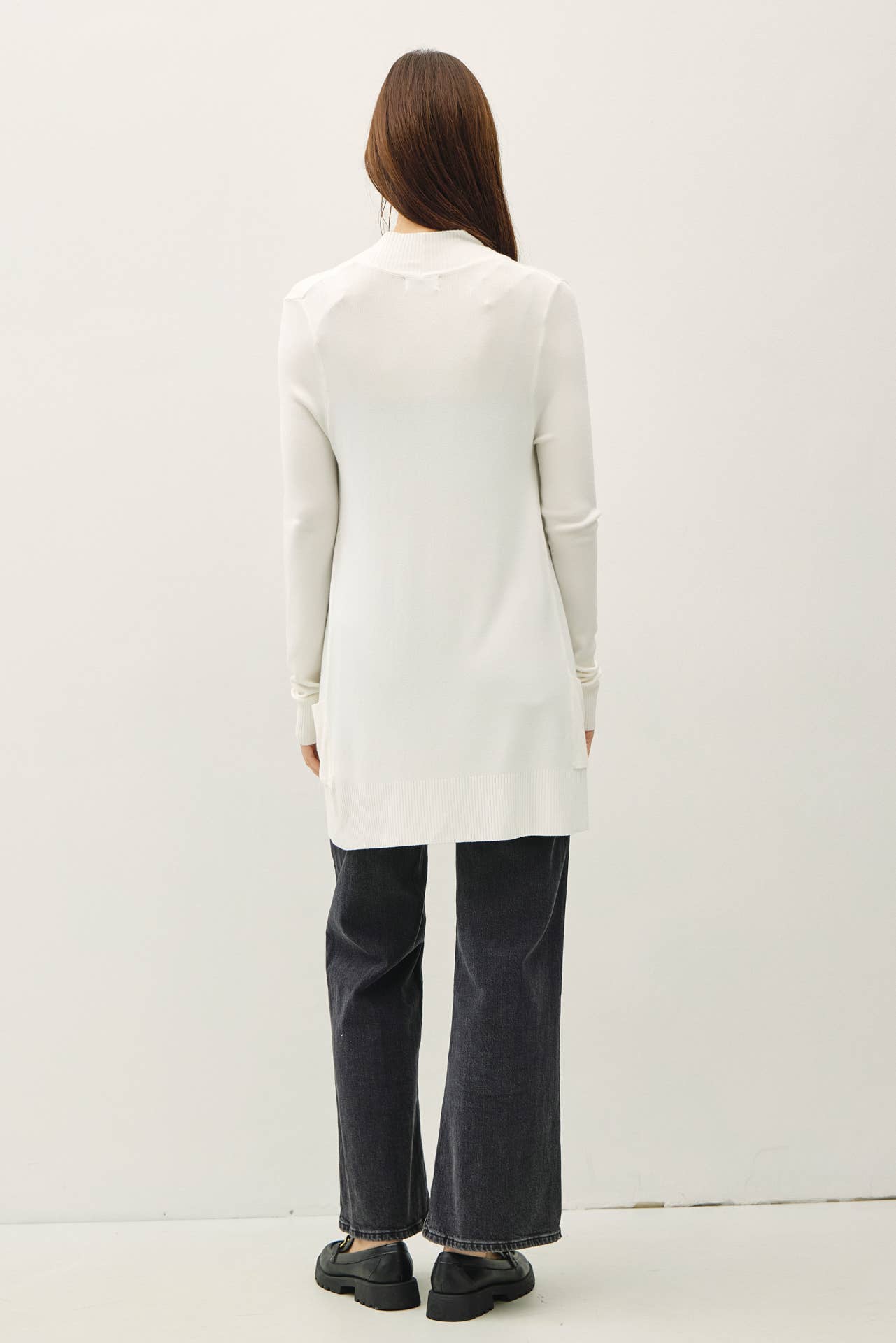 Cotton Blend Knit Open Front Cardigan