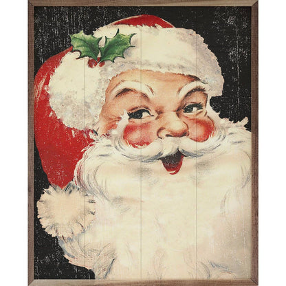 Rosy Cheeks Santa Black Art Print
