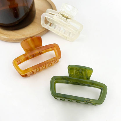 Classic Rectangle Hollow Claw Clip, Acetate Square Hair Clip