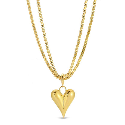 Long Or Doubled Up Elongated Bubble Heart Necklace