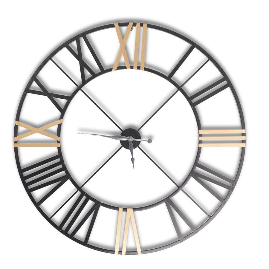 48 Inch Open Back Black and Gold Metal Wall Clock