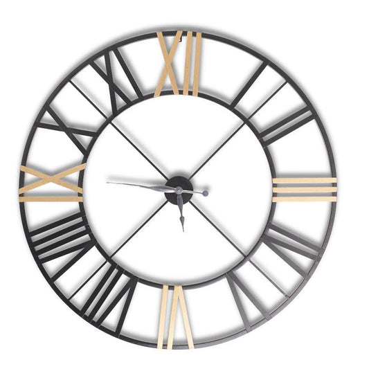 48 Inch Open Back Black and Gold Metal Wall Clock