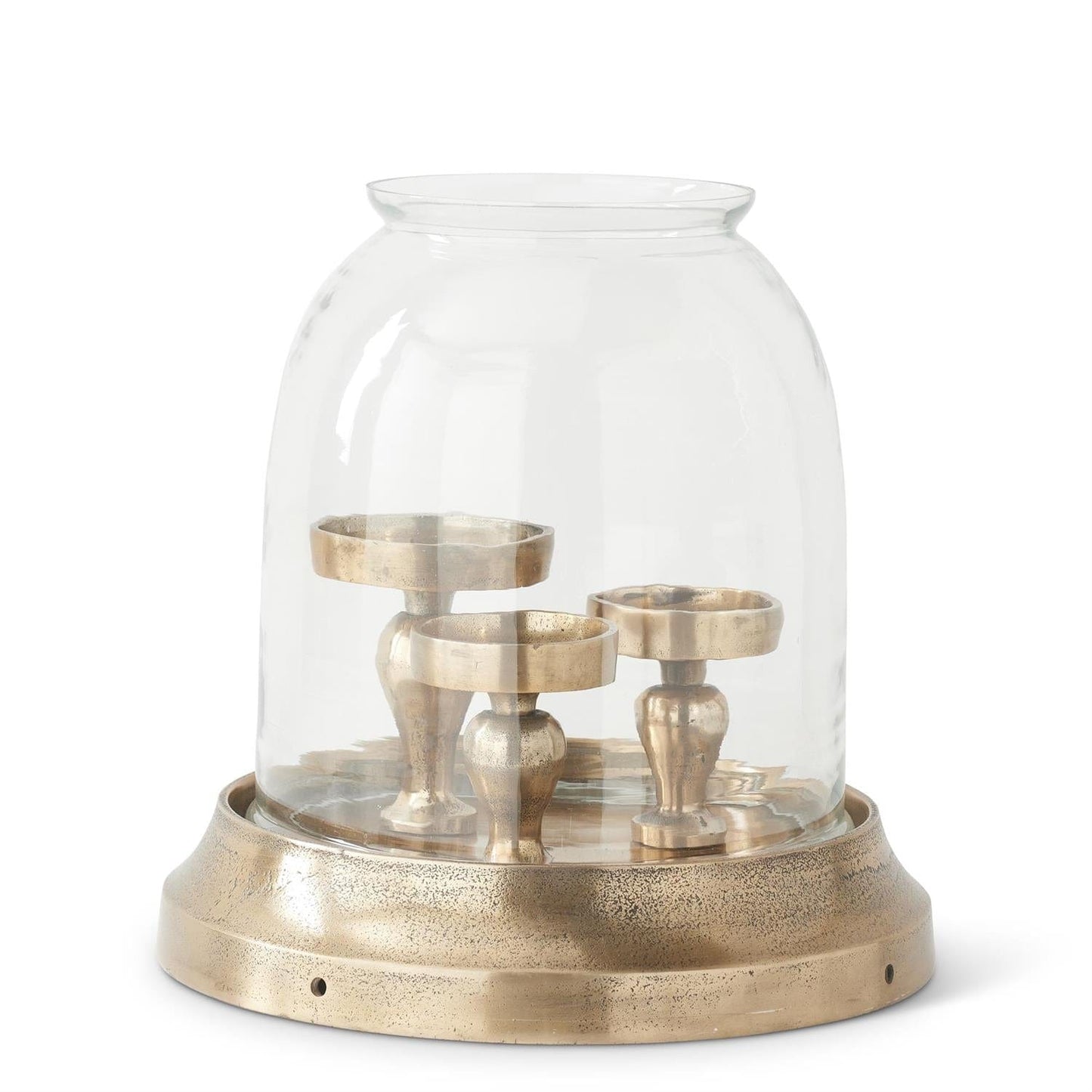 14.5 Inch Antique Gold 3 Candle Hurricane Candleholder