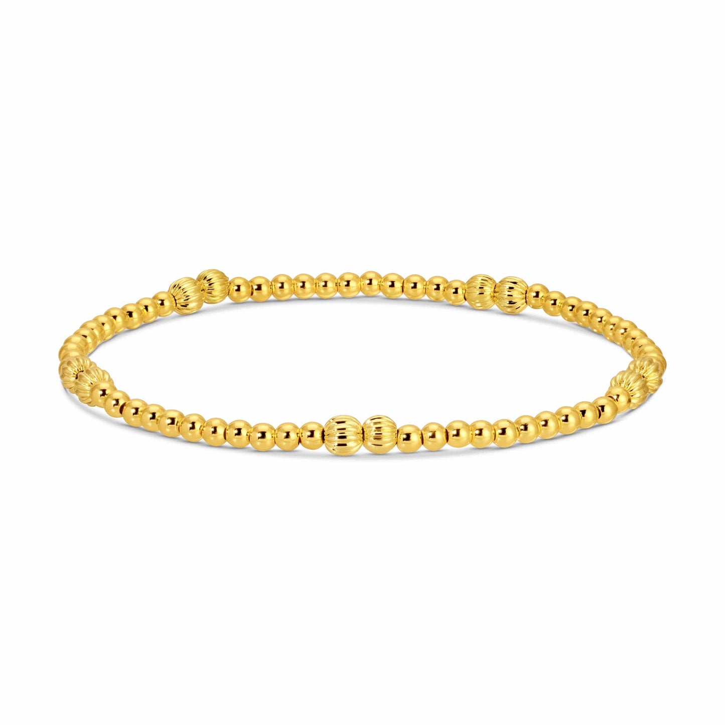 3mm Stretch Bead Bracelets with Textured Larger Bead Accents
