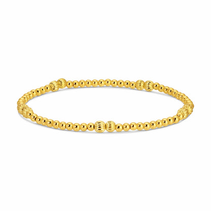 3mm Stretch Bead Bracelets with Textured Larger Bead Accents