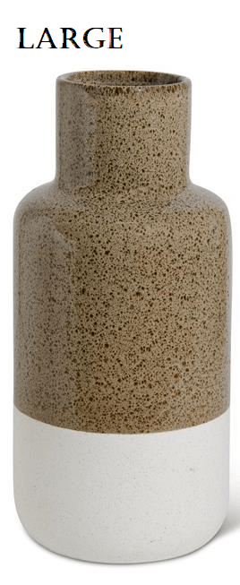 White Bottom Tan Speckled Ceramic Vase
