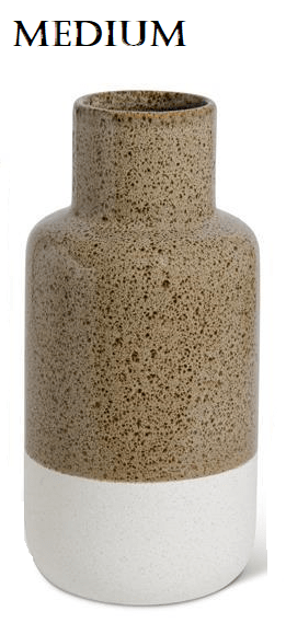 White Bottom Tan Speckled Ceramic Vase