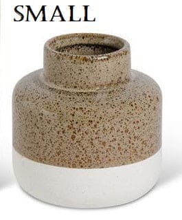 White Bottom Tan Speckled Ceramic Vase