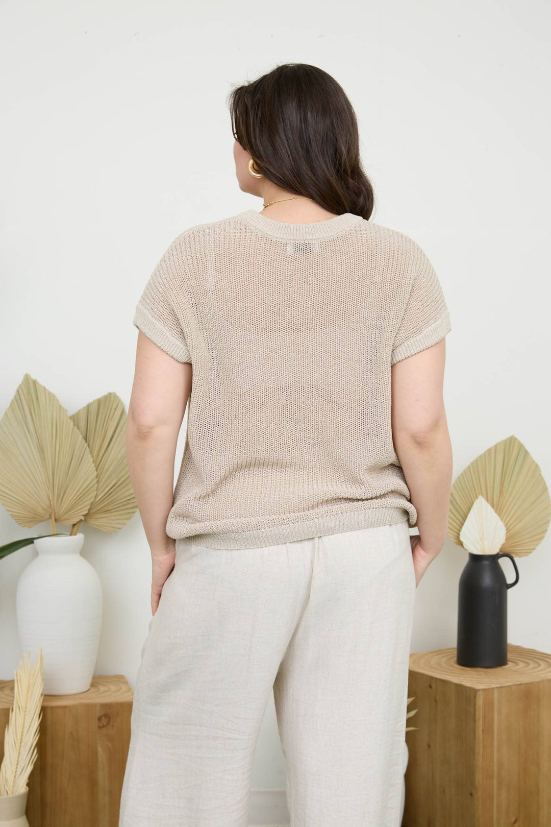 PLUS SHEER KNIT CREW NECK BATWING SWEATER TOP