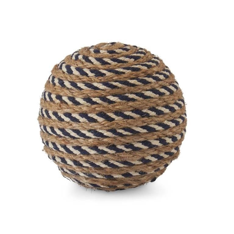 3.75 Inch Tan Navy & Cream Seagrass Ball