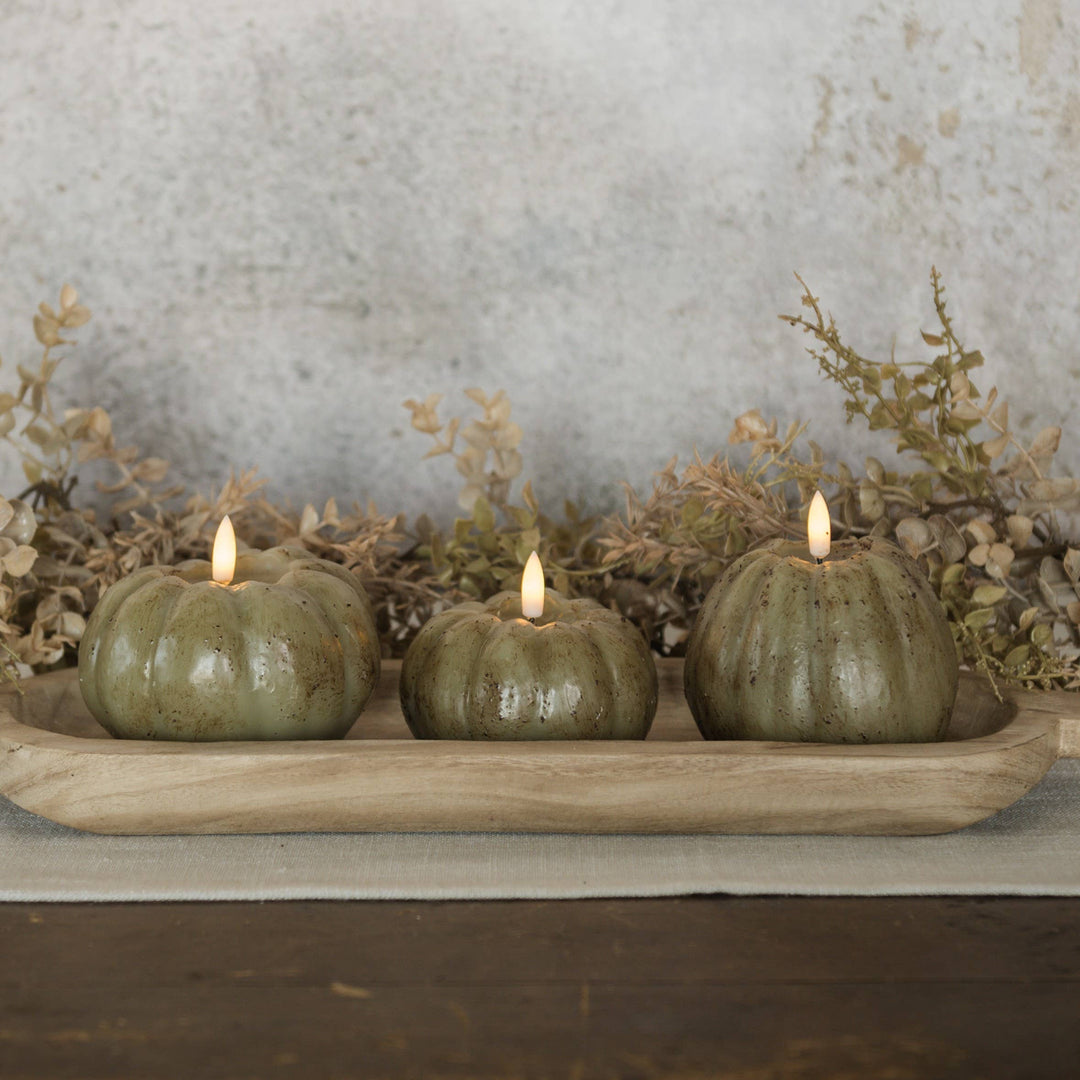 4" GREEN 3D FLAME TALL PUMPKIN CANDLE