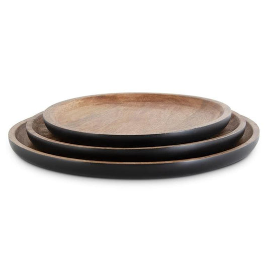 Round Black Mango Wood Tray