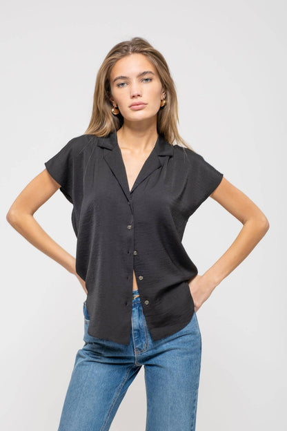 PLUS TEXTURED DROP SHOULDER COLLARED BUTTON DOWN SHIRT