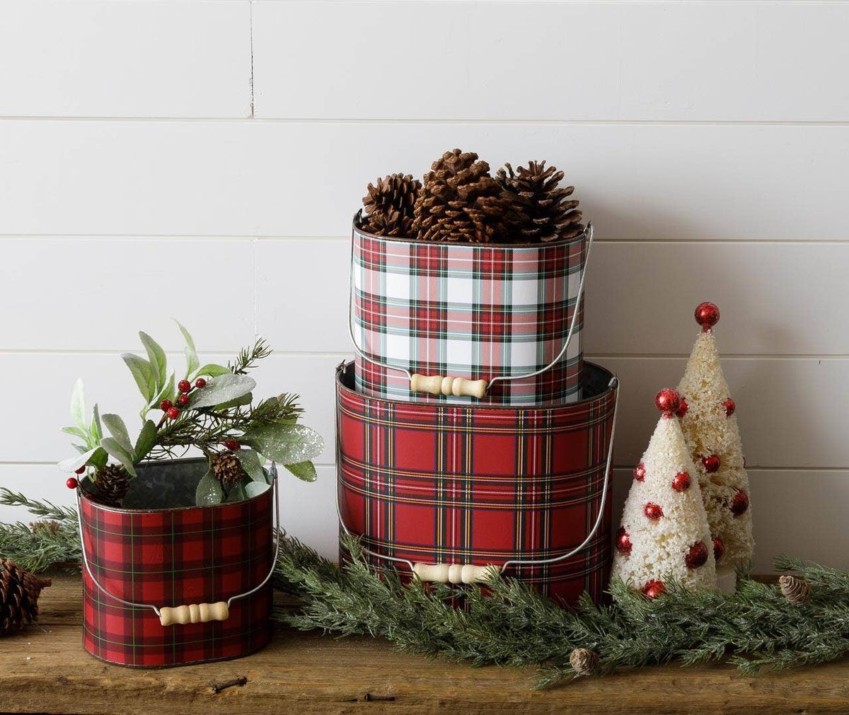 Red Tartan Tins (Set Of 03)