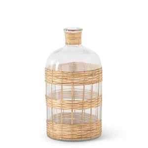 K&k Clear Glass Bottle With Rattan Sleeve