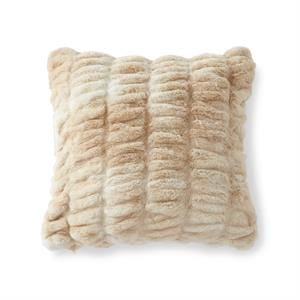 18 Inch Cream & Tan Ribbed Vegan Fur Pillow