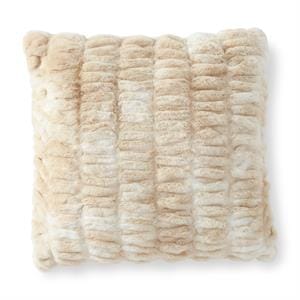24 Inch Cream & Tan Ribbed Vegan Fur Pillow
