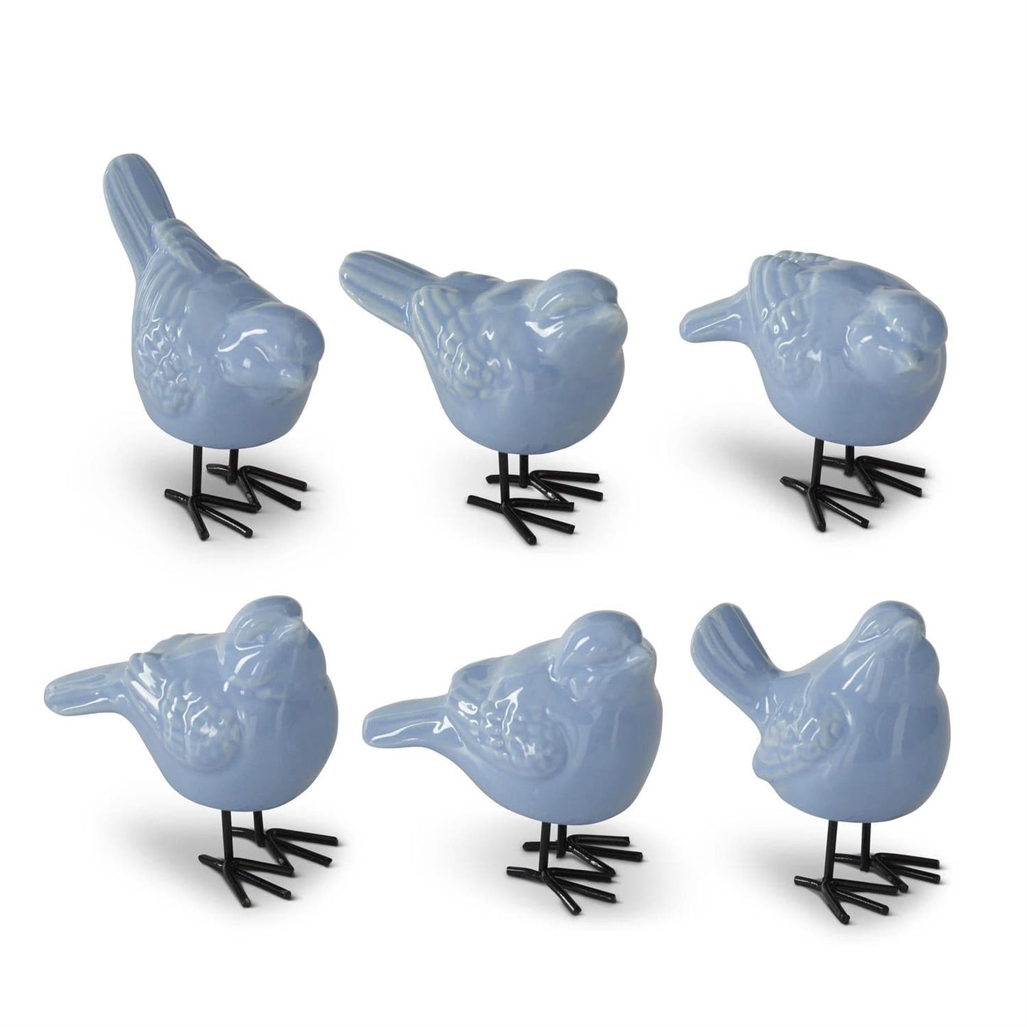 Assorted 2.5 Inch Blue Porcelain Birds (6 Styles)