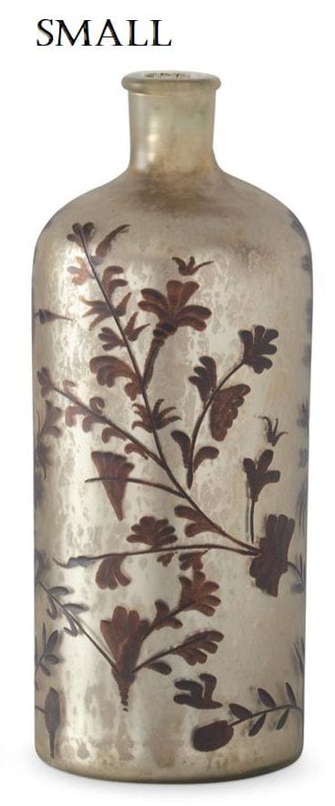 Brown Floral Champagne Mercury Glass Bottle