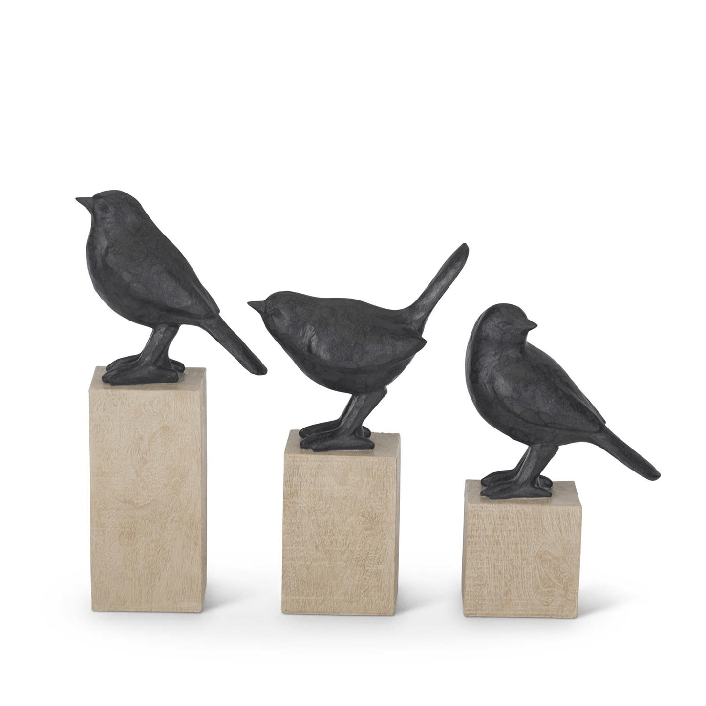 Resin Cast Iron Bird On Wood Block