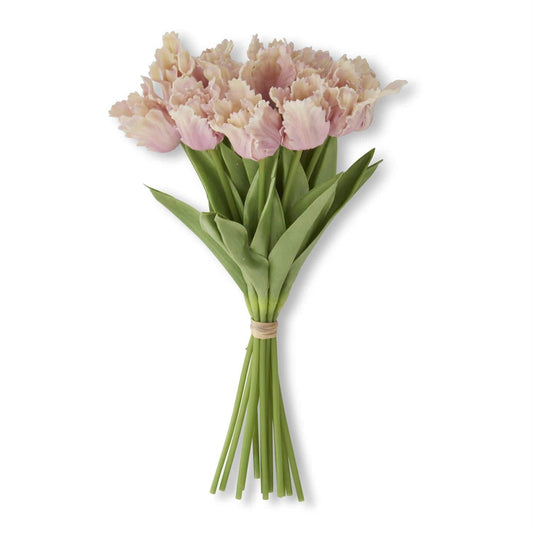 Pink & Cream Real Touch Parrot Tulip Bundle (12 Stems)