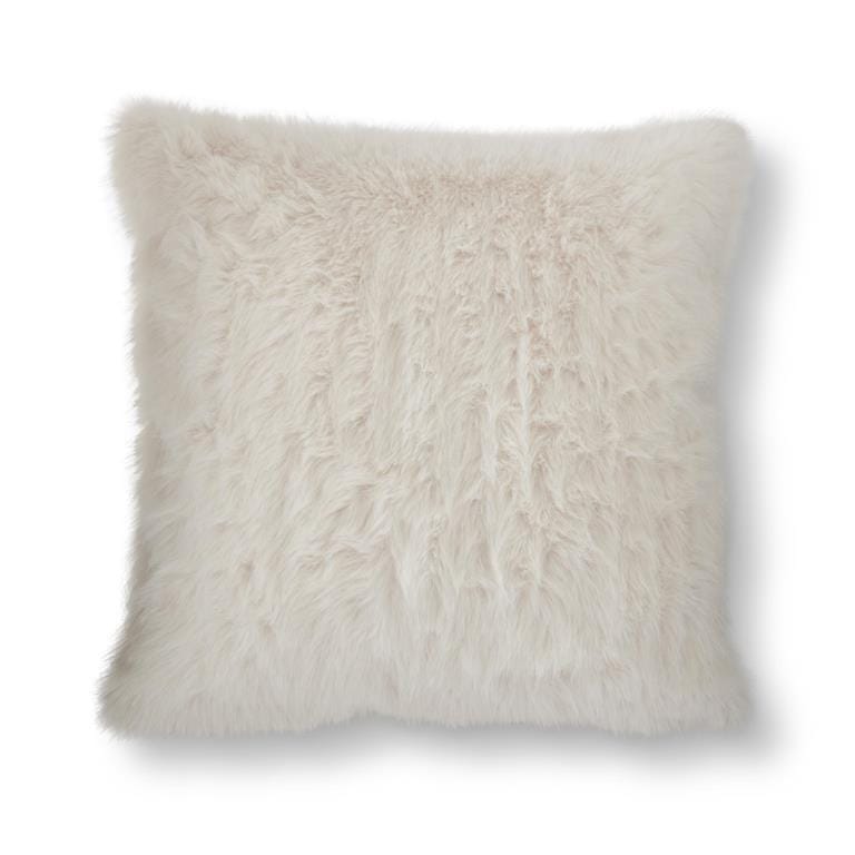 24 Inch White Vegan Fur Pillow