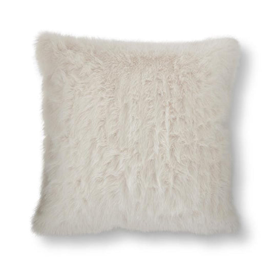 24 Inch White Vegan Fur Pillow