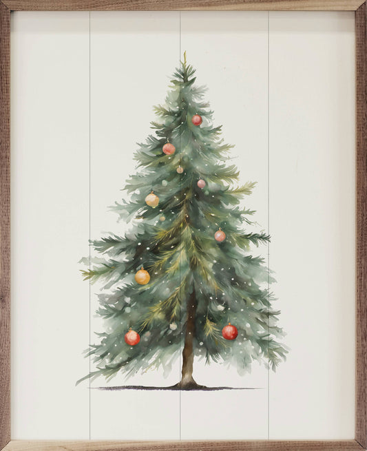Simple Christmas Tree White Art Print